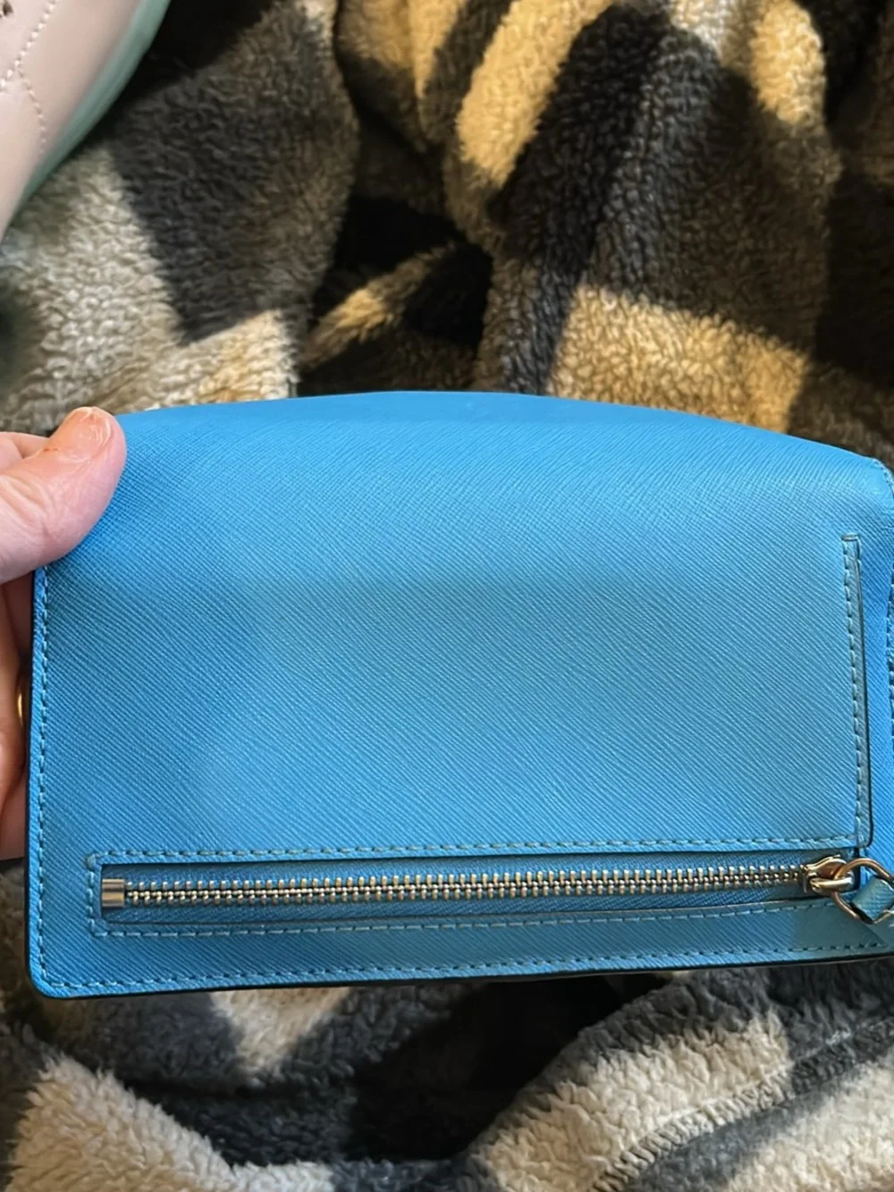 kate spade Bright Turquoise Saffiano Zip Coin Purse
